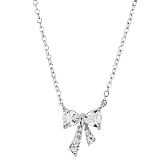 August Woods Silver CZ Bow Necklace