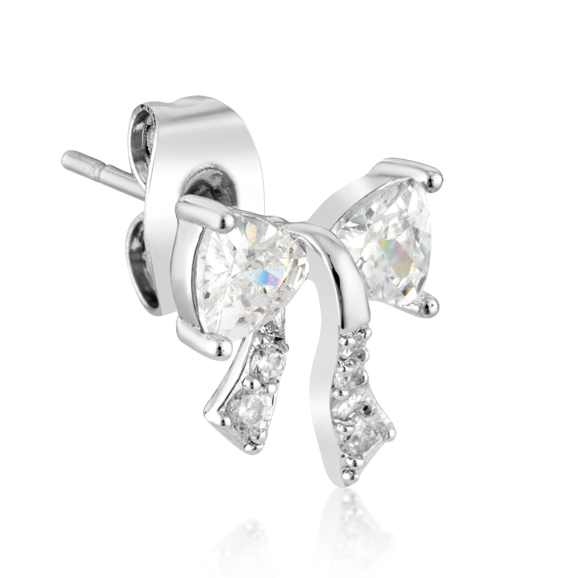 August Woods Silver CZ Bow Stud Earrings