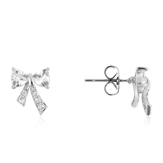 August Woods Silver CZ Bow Stud Earrings