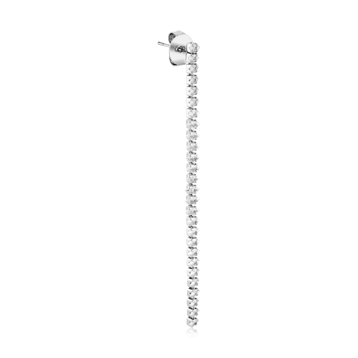 August Woods Silver Elegant CZ  Long Drop Earrings