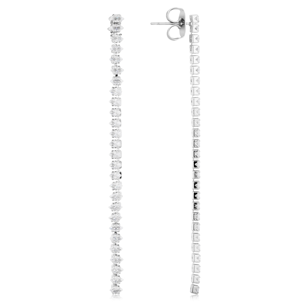August Woods Silver Elegant CZ  Long Drop Earrings
