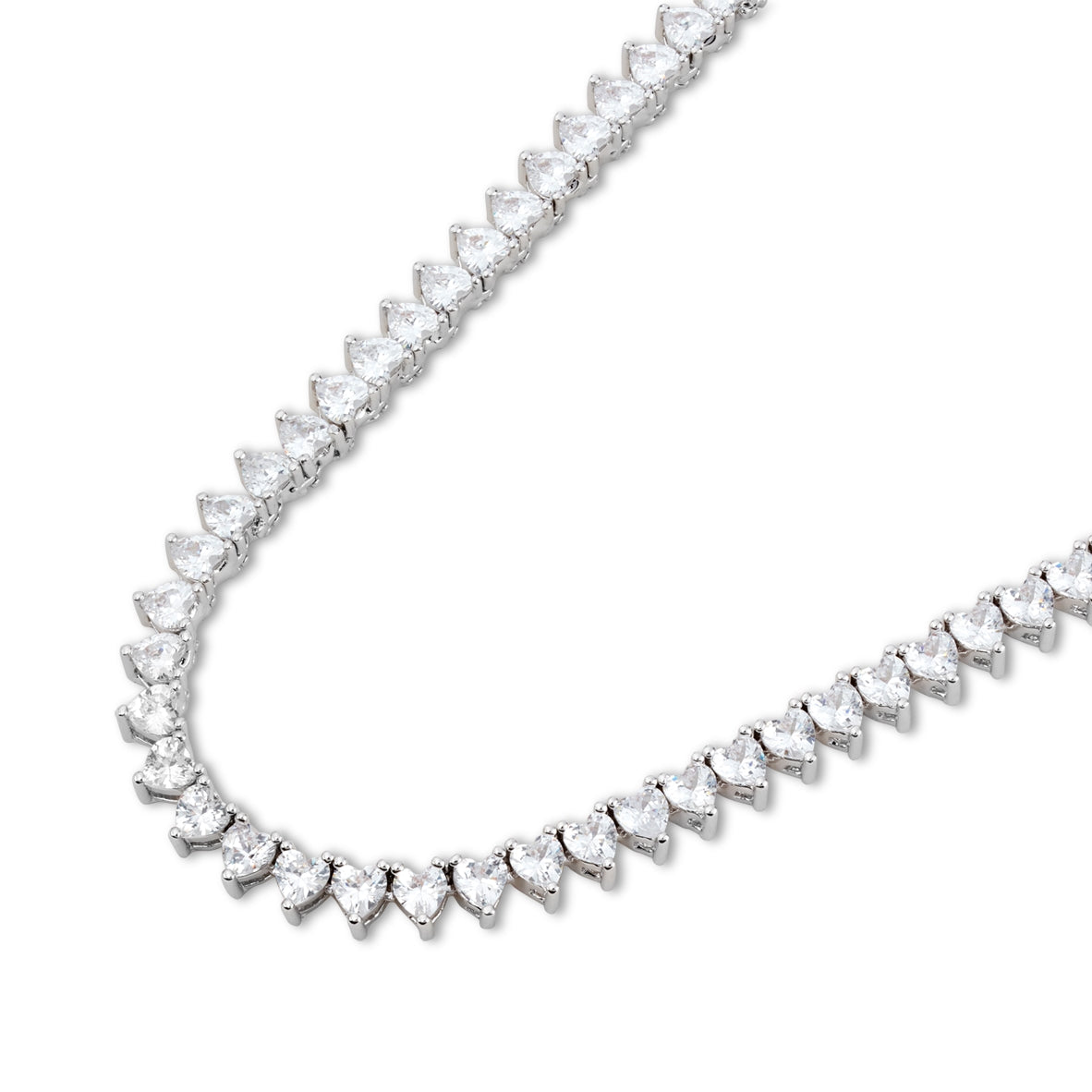 August Woods Silver Heart Tennis Necklace