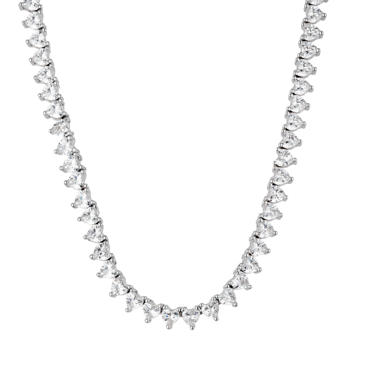 August Woods Silver Heart Tennis Necklace