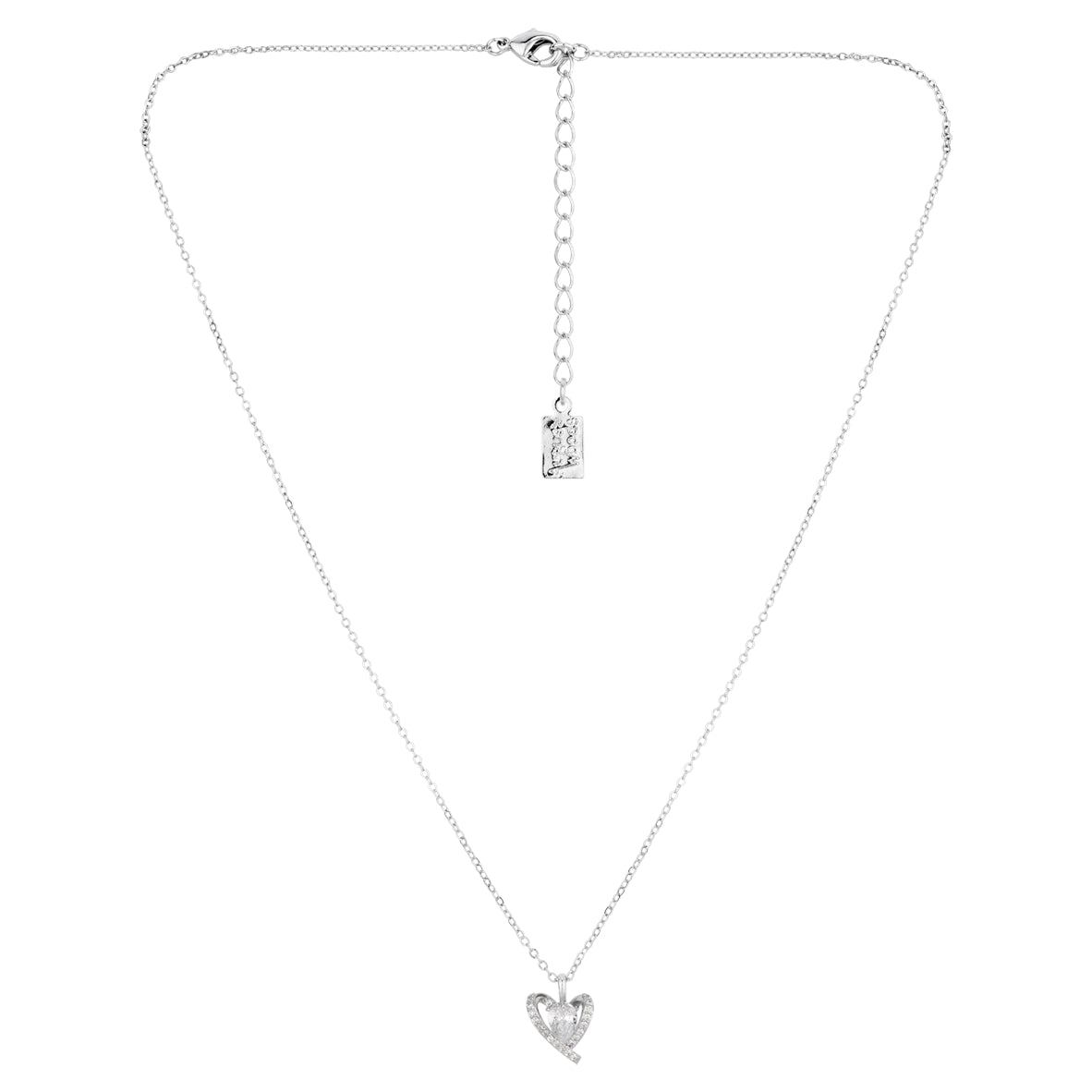 August Woods Silver Solitaire Caged Heart Necklace