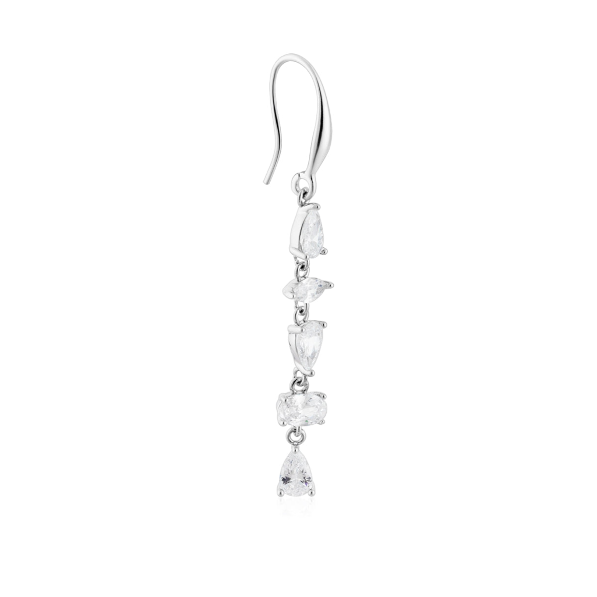 August Woods Silver Sparkle Tennis CZ Drop Earrings