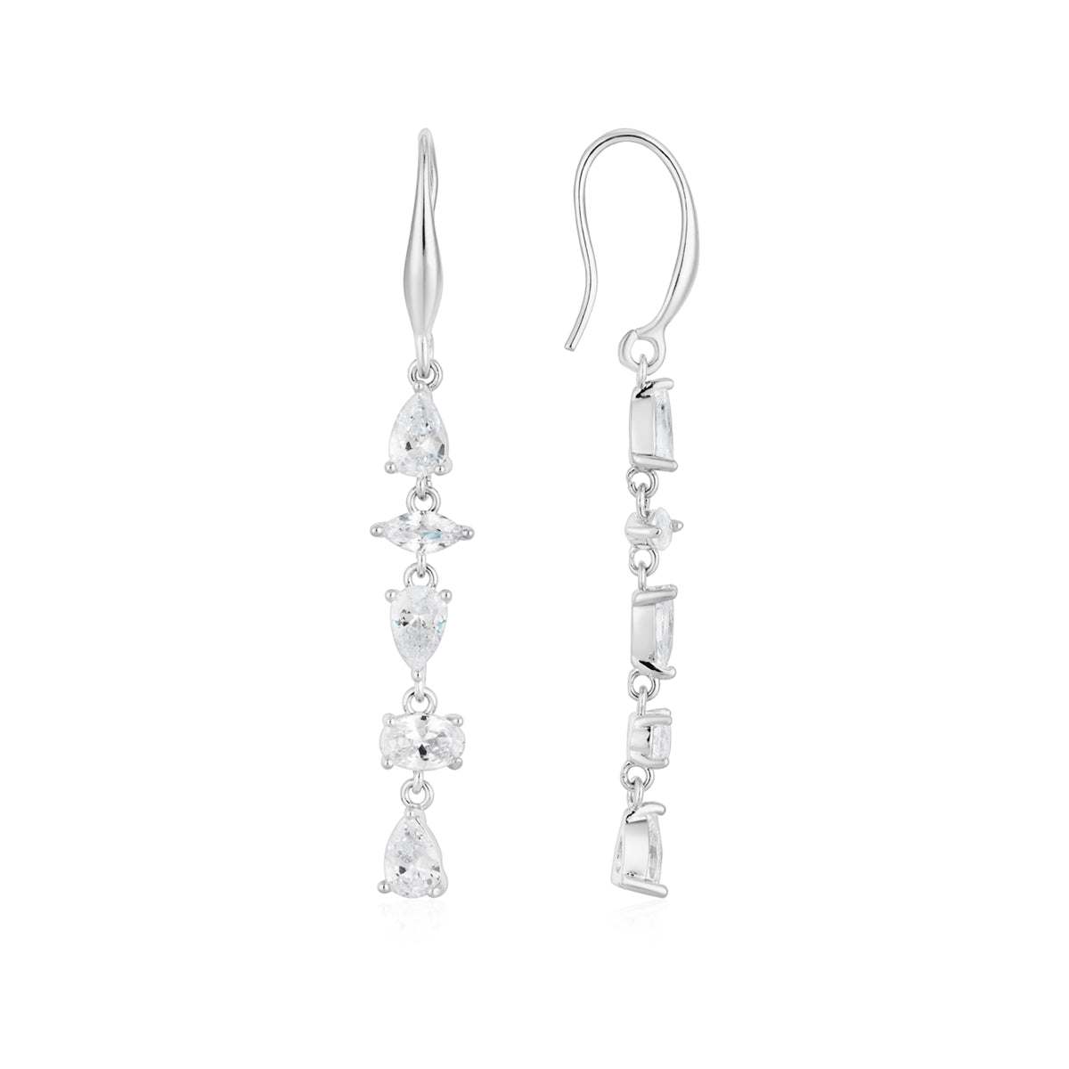 August Woods Silver Sparkle Tennis CZ Drop Earrings