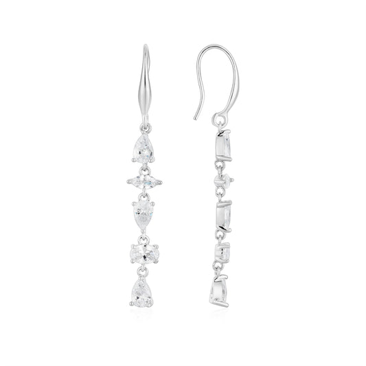 August Woods Silver Sparkle Tennis CZ Drop Earrings