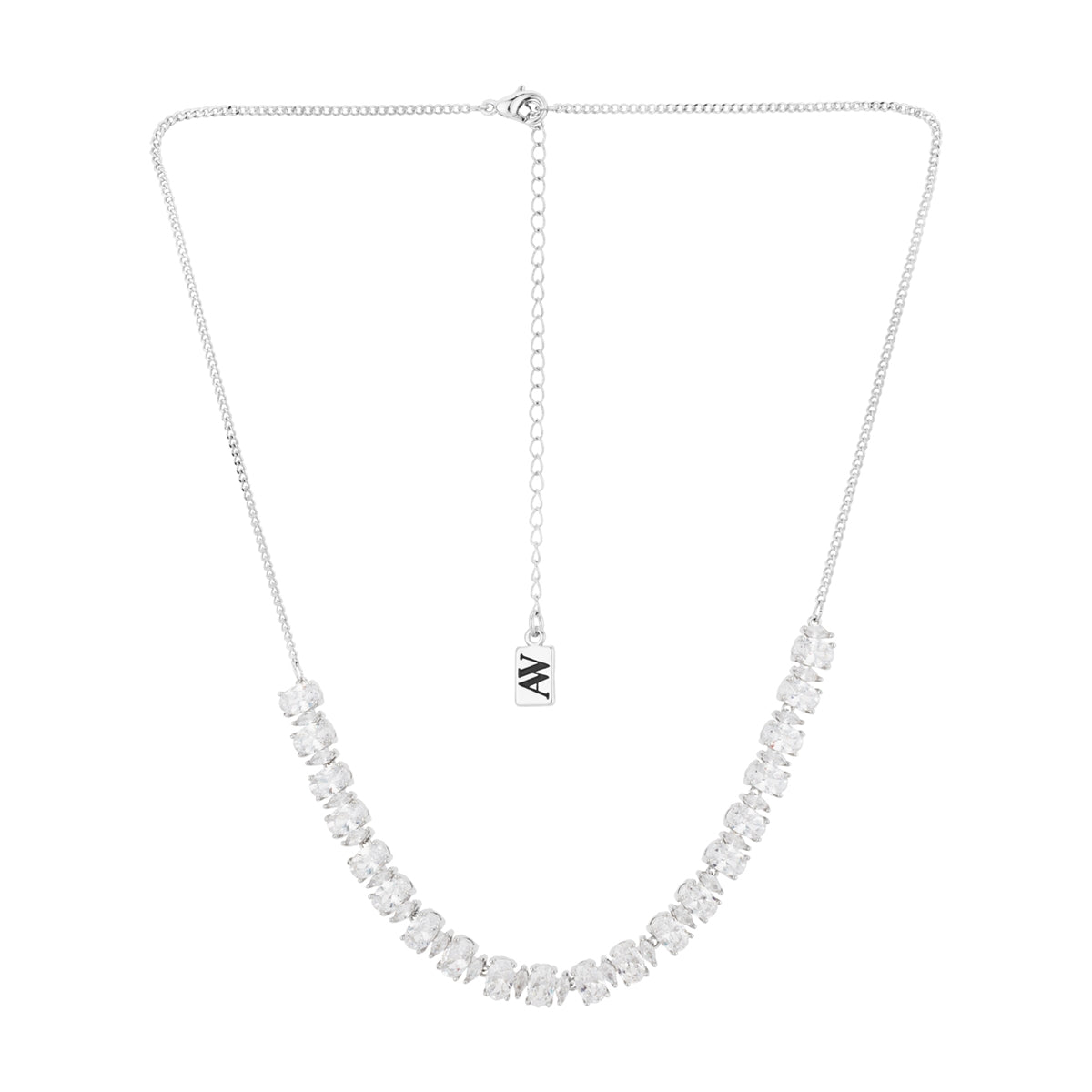 August Woods Silver Sparkle Tennis CZ Necklace