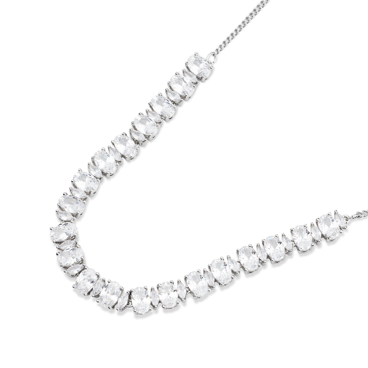 August Woods Silver Sparkle Tennis CZ Necklace