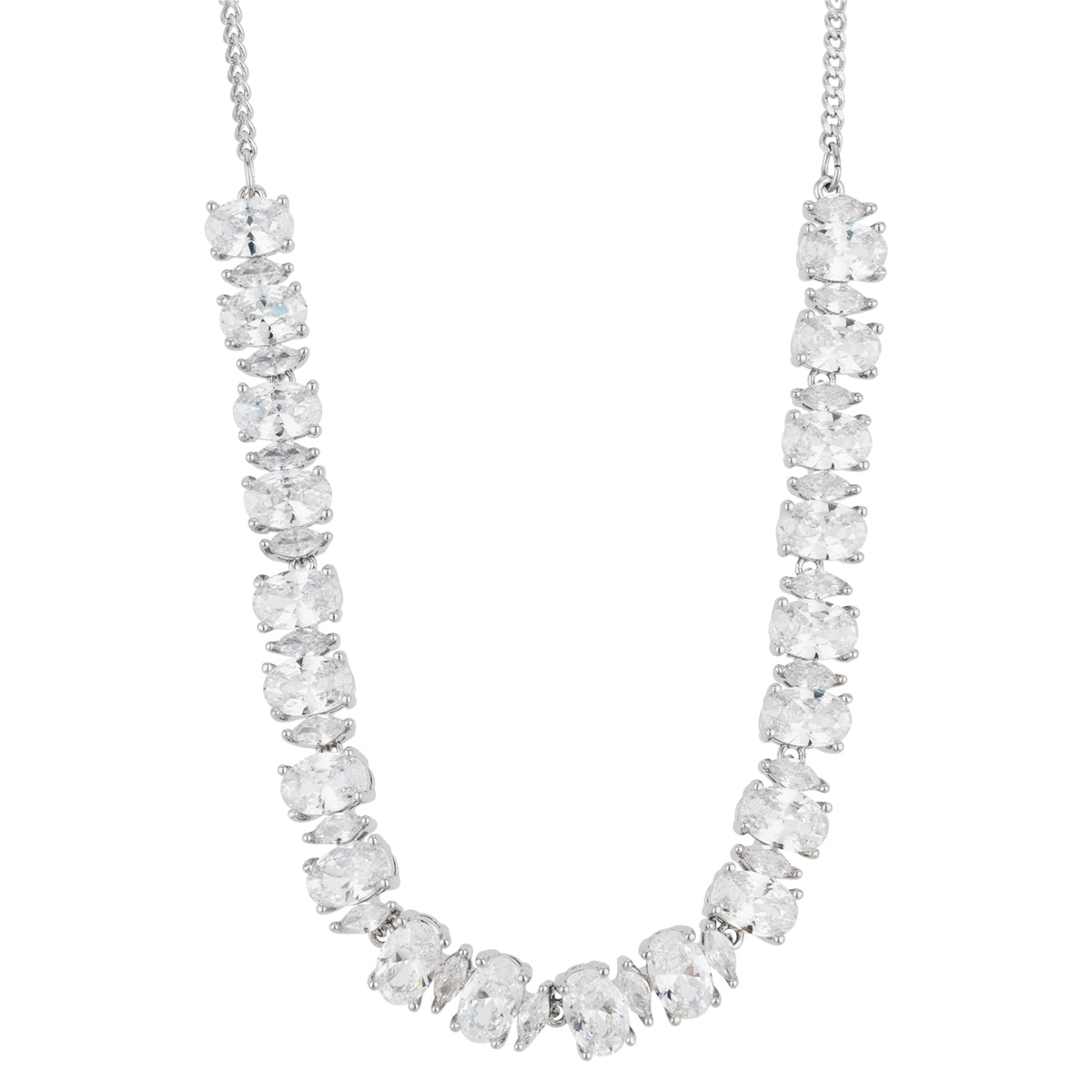 August Woods Silver Sparkle Tennis CZ Necklace