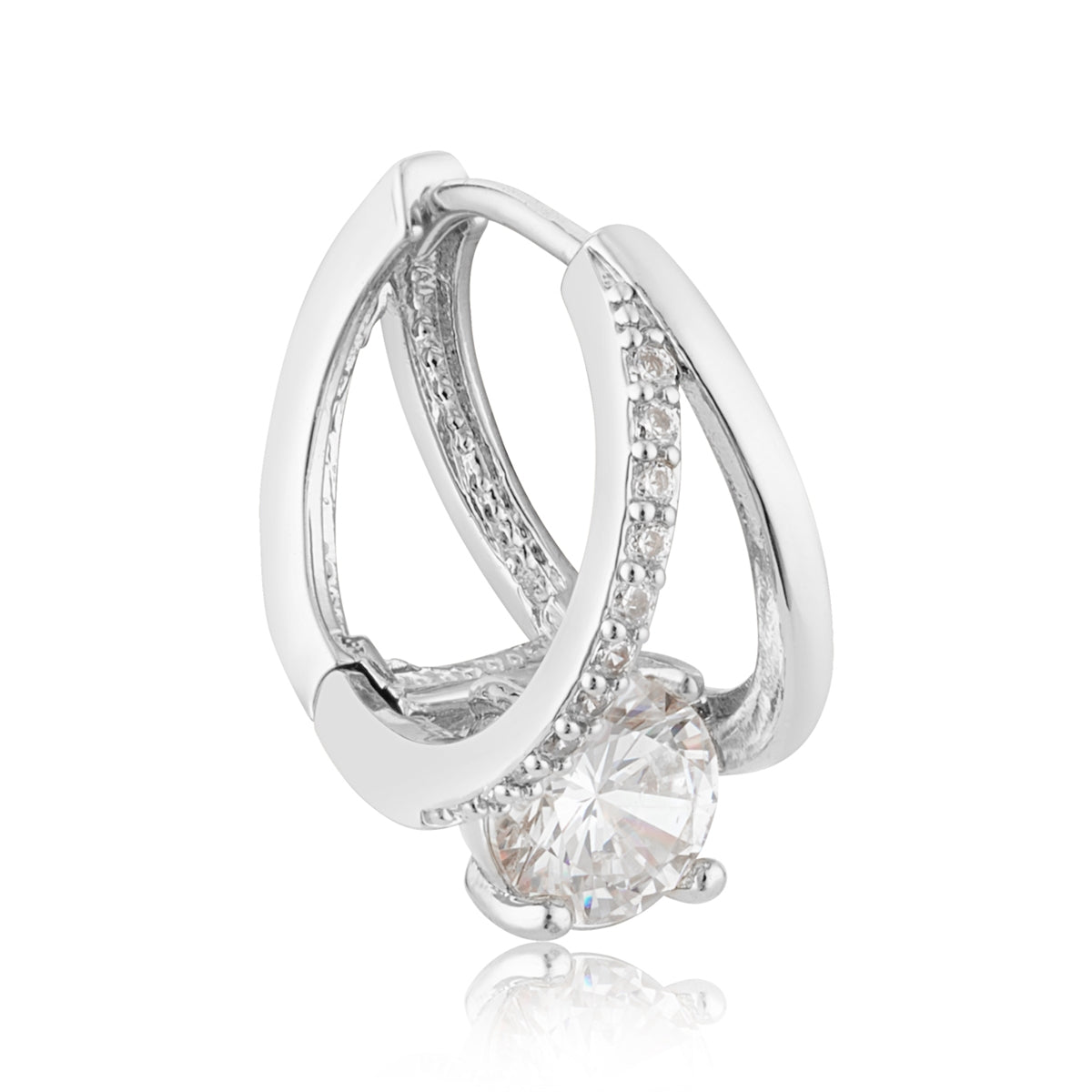 August Woods Silver Teardrop Solitaire Hoops
