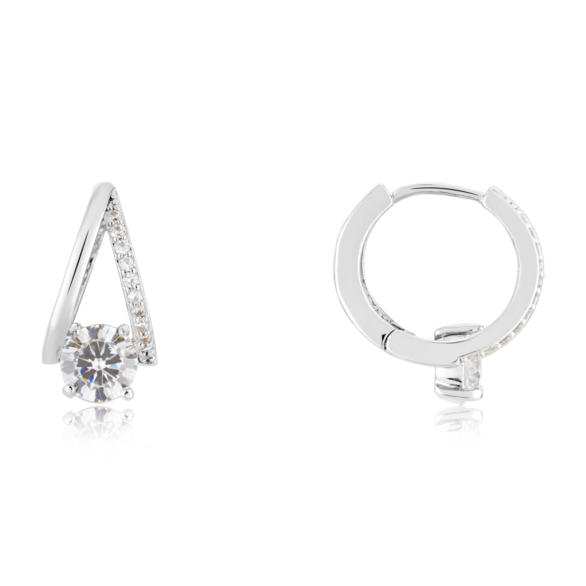 August Woods Silver Teardrop Solitaire Hoops