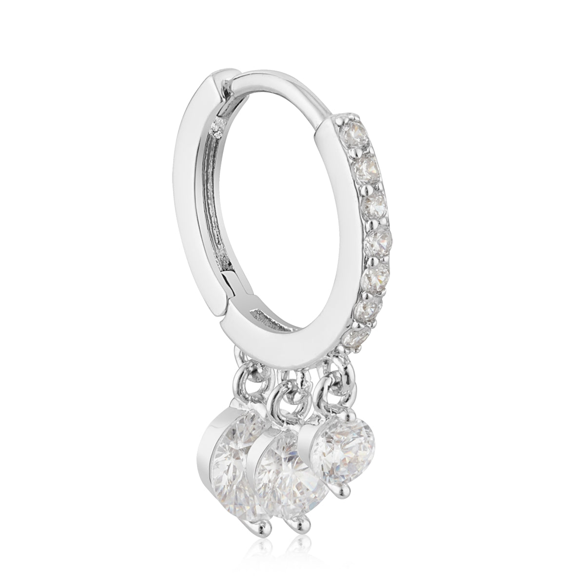 August Woods Silver Triple CZ Pavé Hoop Earrings