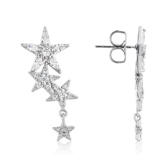 August Woods Silver CZ Star Drop Earrings