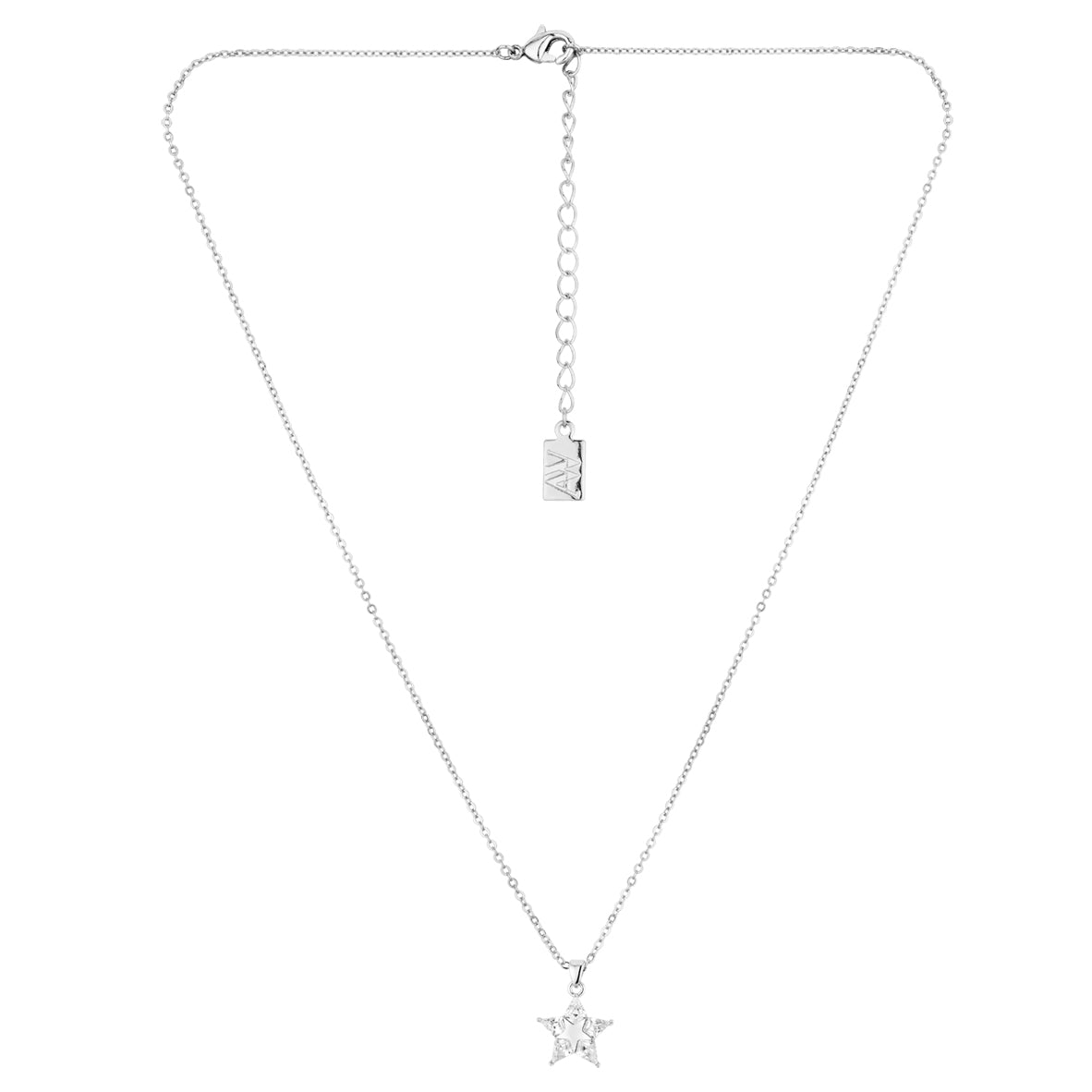 August Woods Silver Pavé Mirror Star Necklace