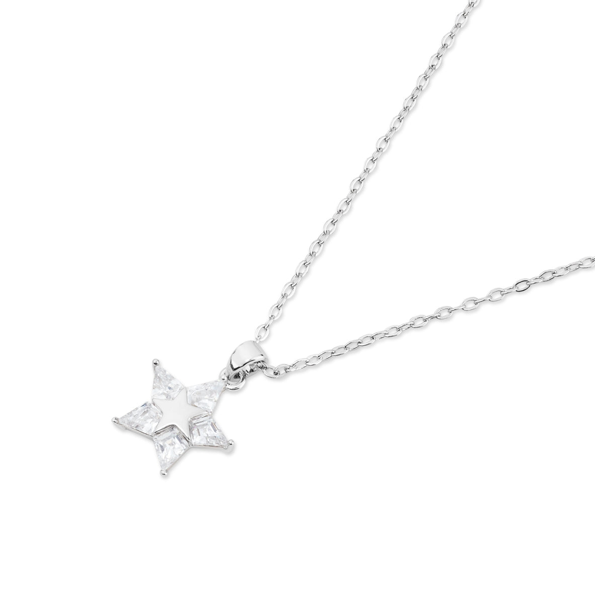 August Woods Silver Pavé Mirror Star Necklace