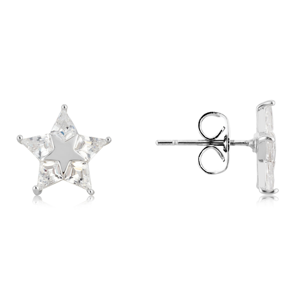 August Woods Silver Pavé Mirror Star Stud Earrings