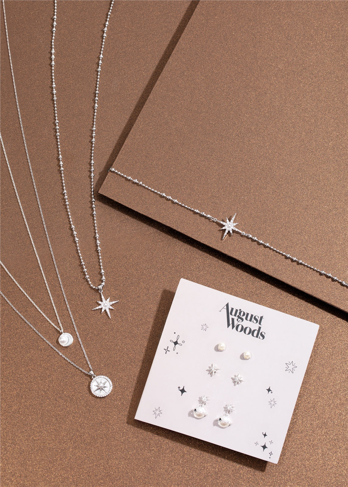August Woods Silver Pearl 3 Stud Earring Pack