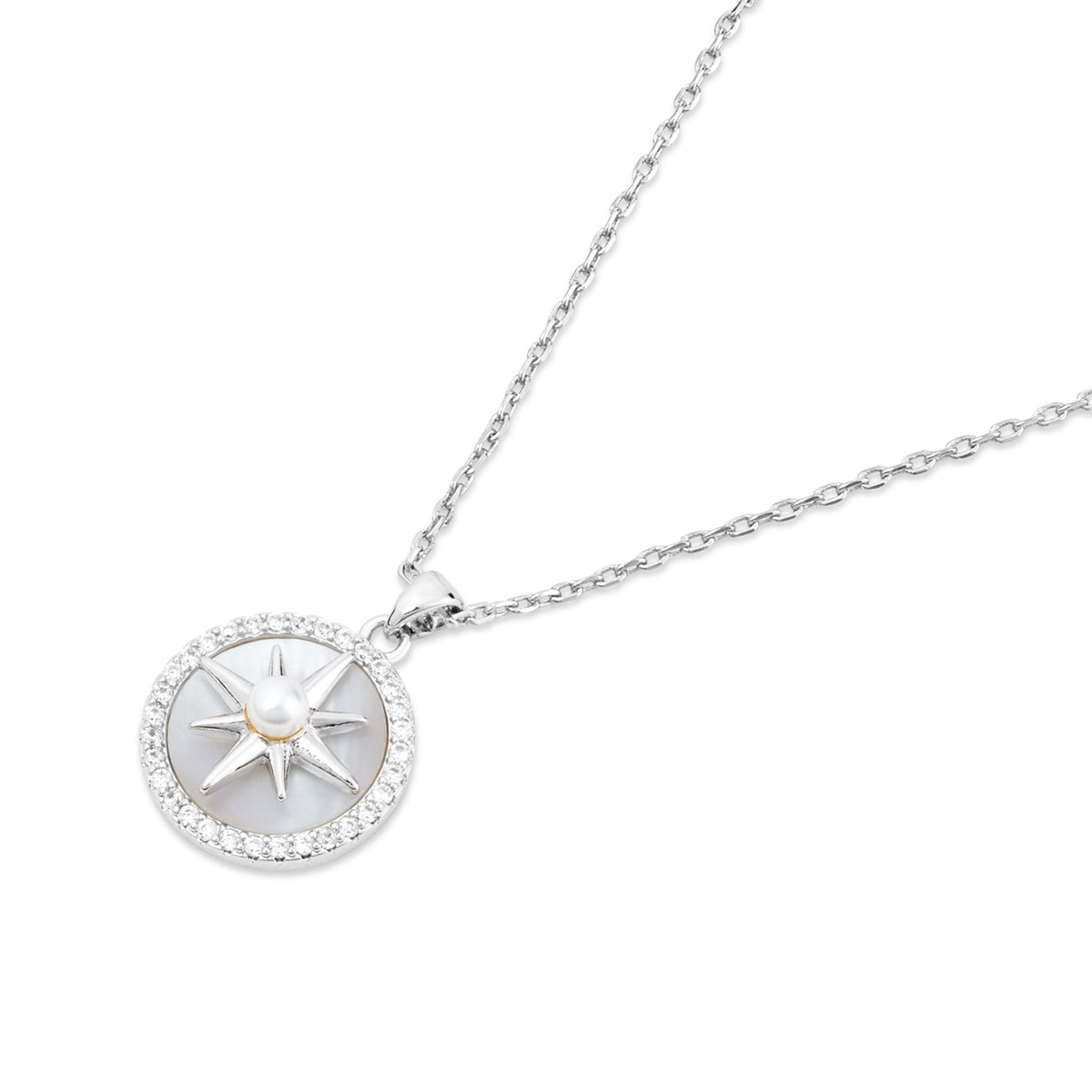 August Woods Silver Mother of Pearl Northern Star Necklace