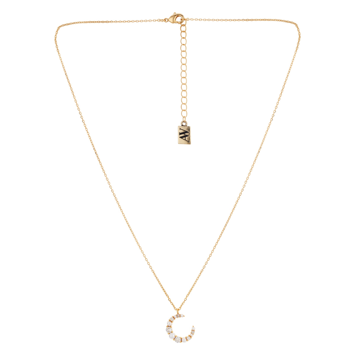August Woods Gold Crescent Pearl Moon Necklace