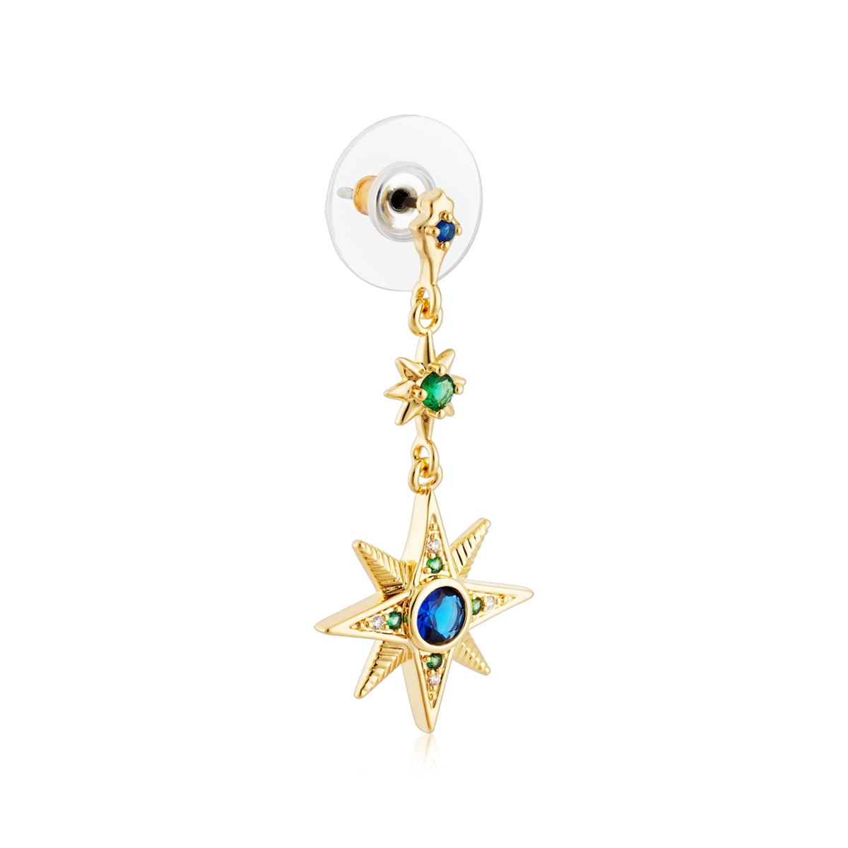 August Woods Gold Drop Blue Green Star Earrings