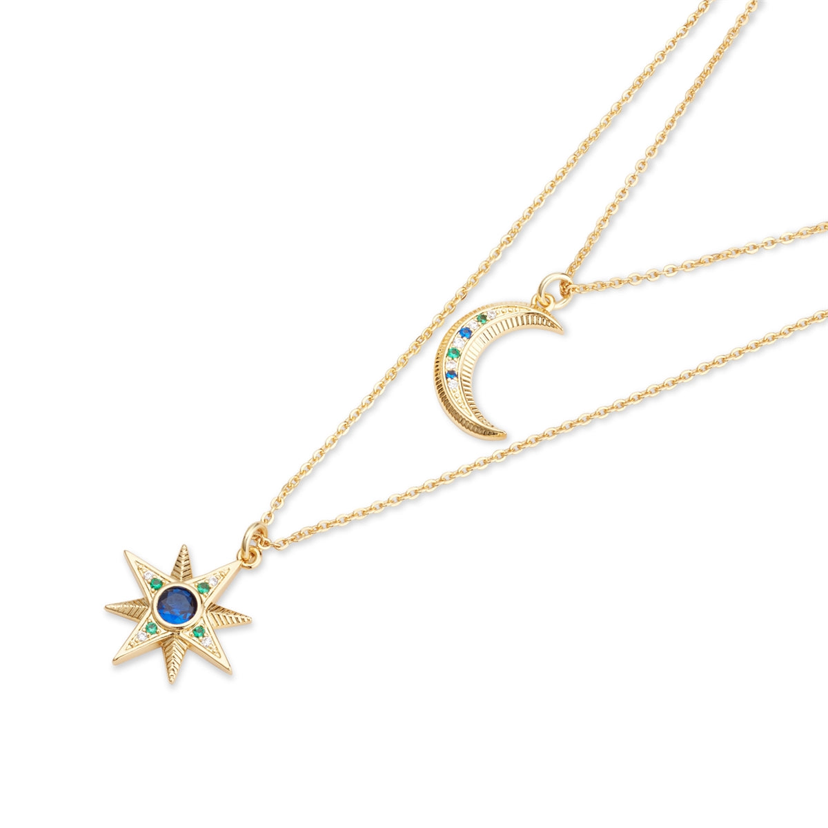 August Woods Gold Layer Blue Moon Star Necklace