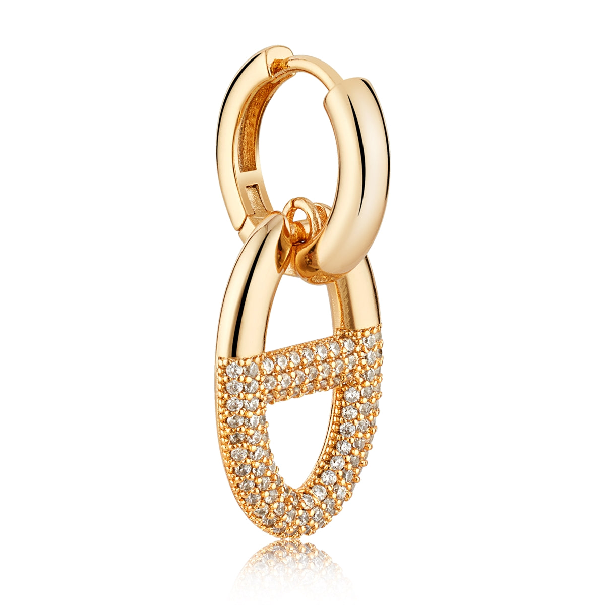 August Woods Gold Luxe Link Pavé Hoop Earrings