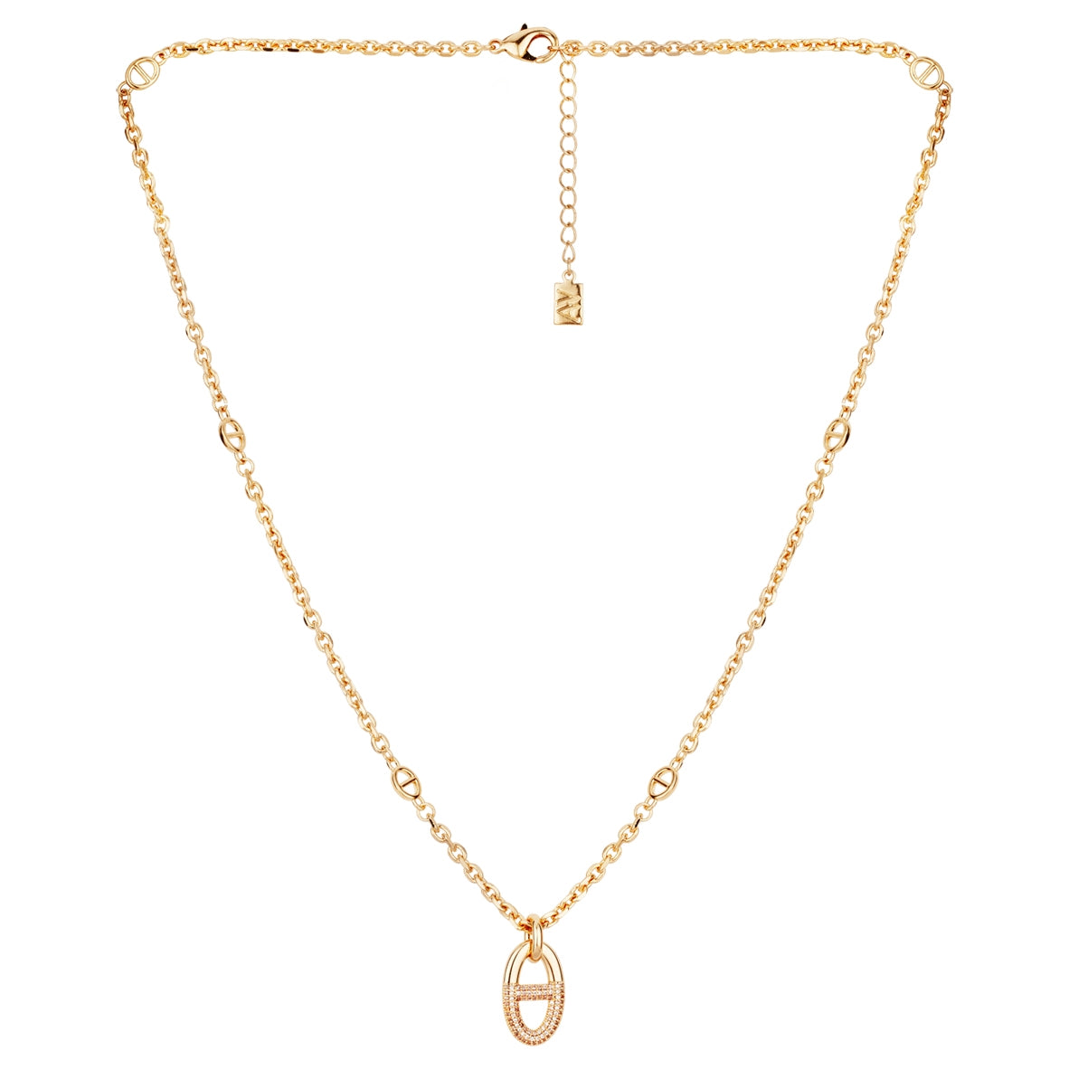 August Woods Gold Luxe Link Pavé Pendant Necklace