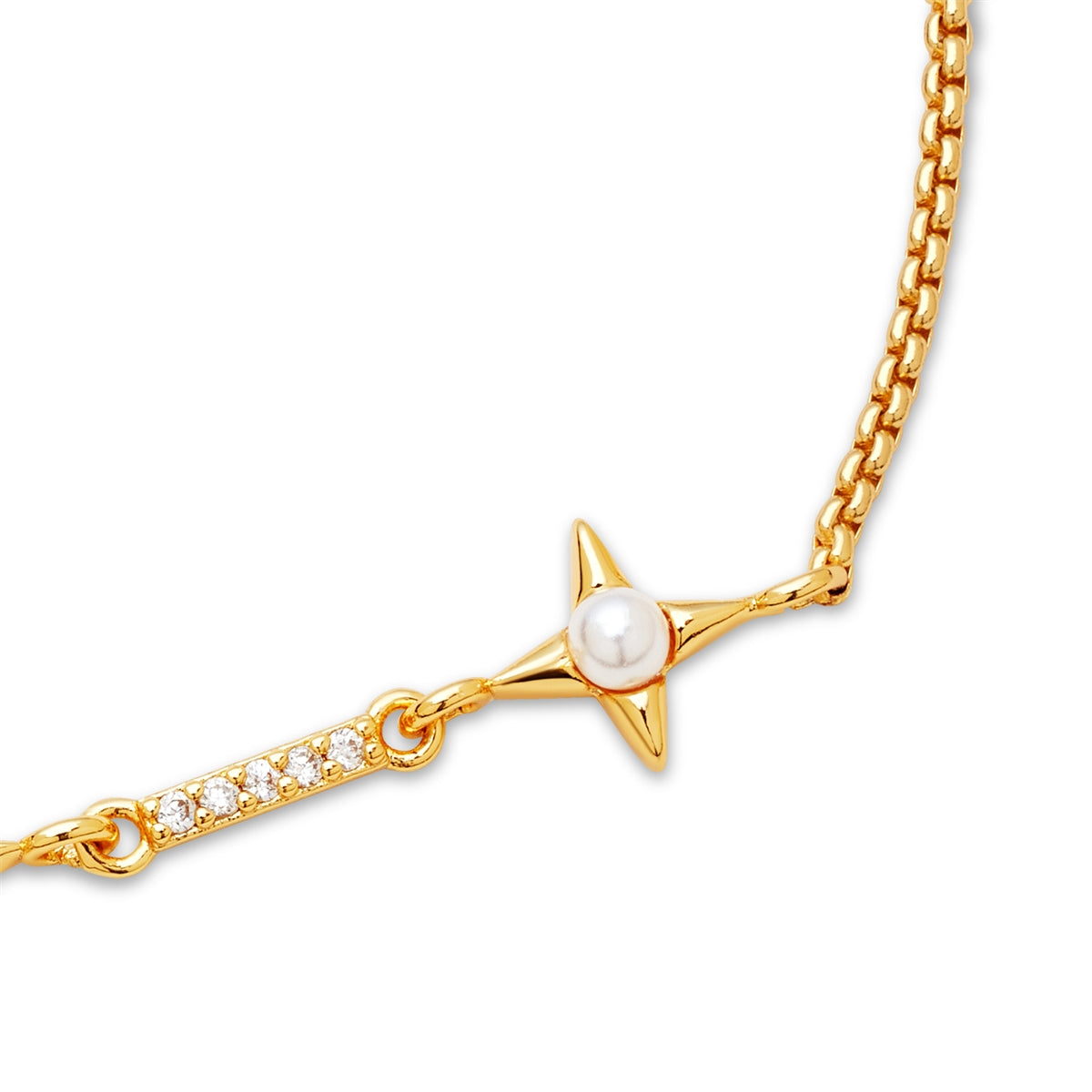 August Woods Gold Mini Pearl Star Pull Bracelet