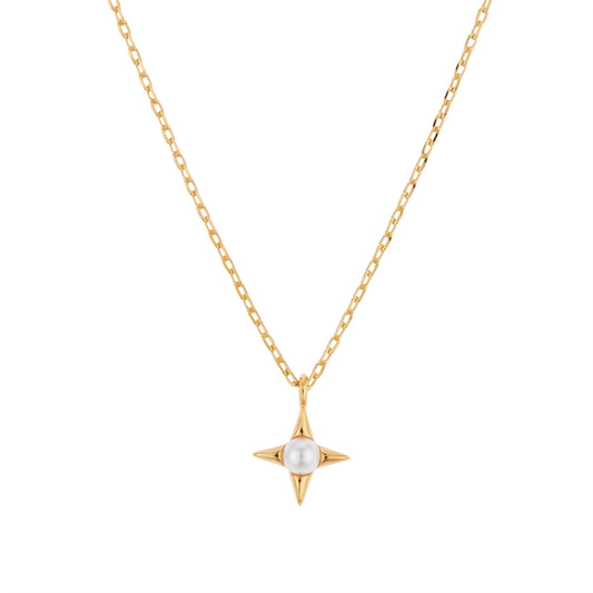 August Woods Gold Mini Pearl Star Necklace