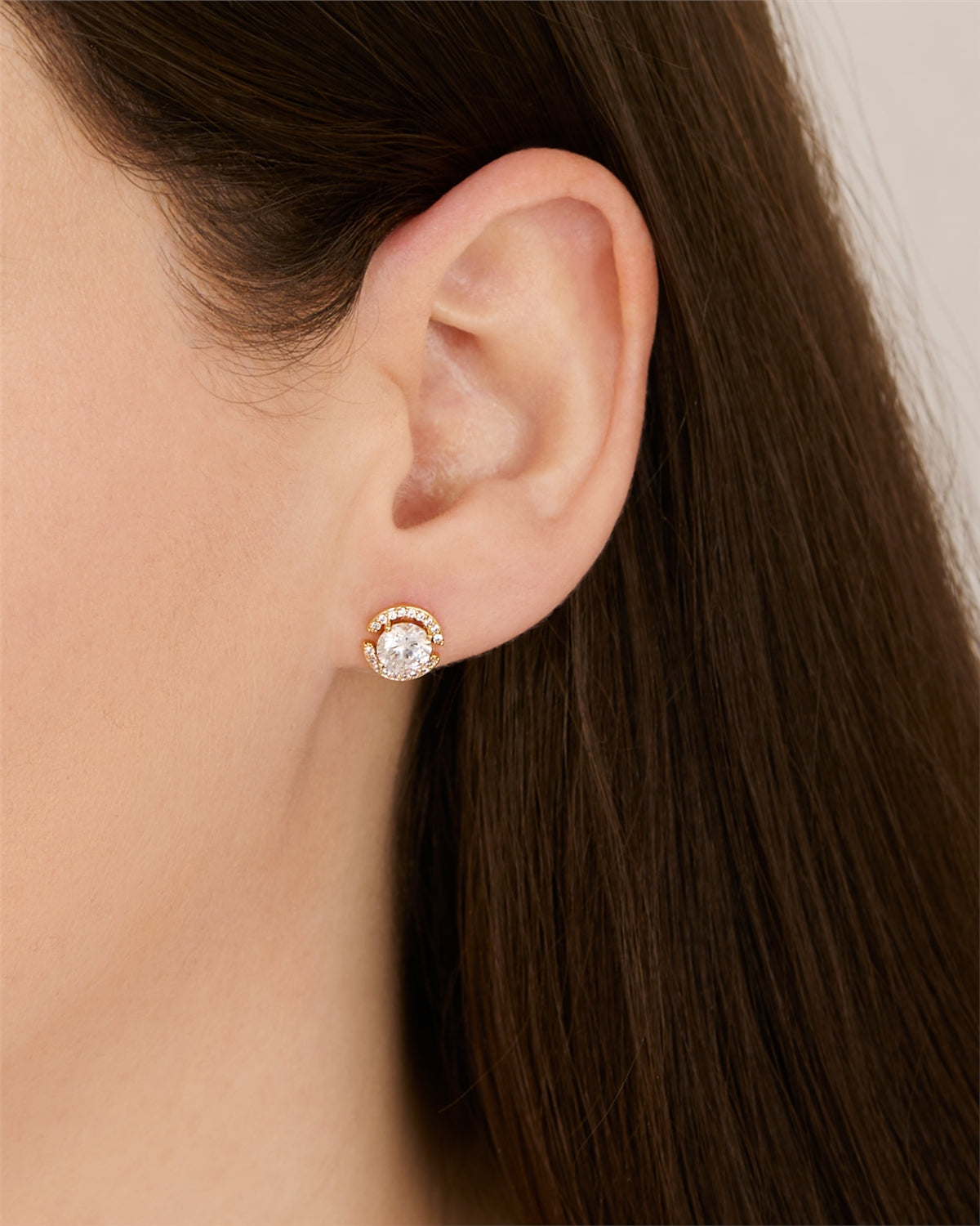 August Woods Gold Open Halo Stud Earrings