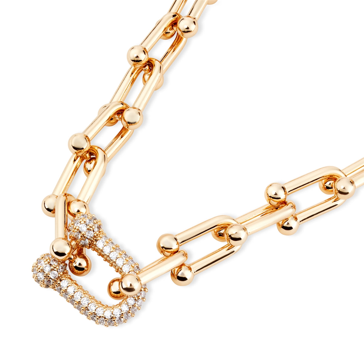 August Woods Gold Pavé Large Luxe Link Necklace