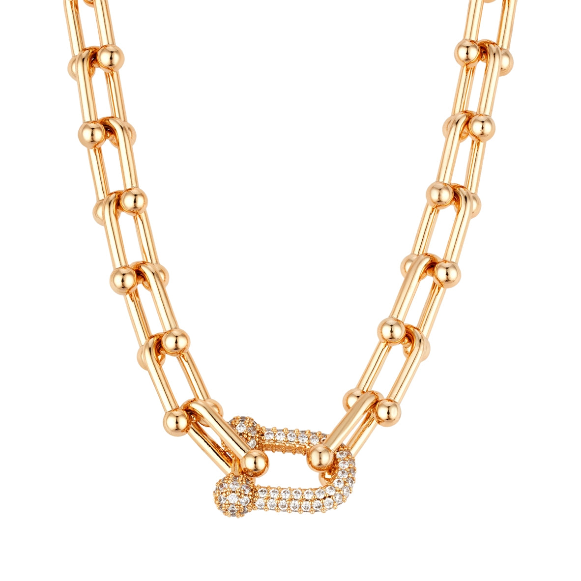 August Woods Gold Pavé Large Luxe Link Necklace