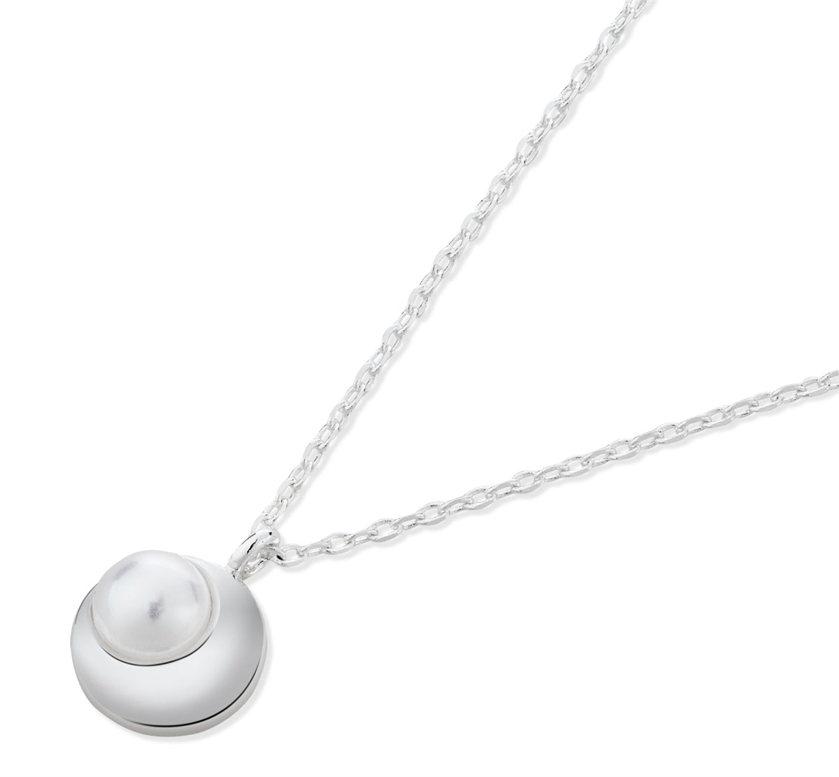 August Woods Silver Mini Pearl Crescent Necklace