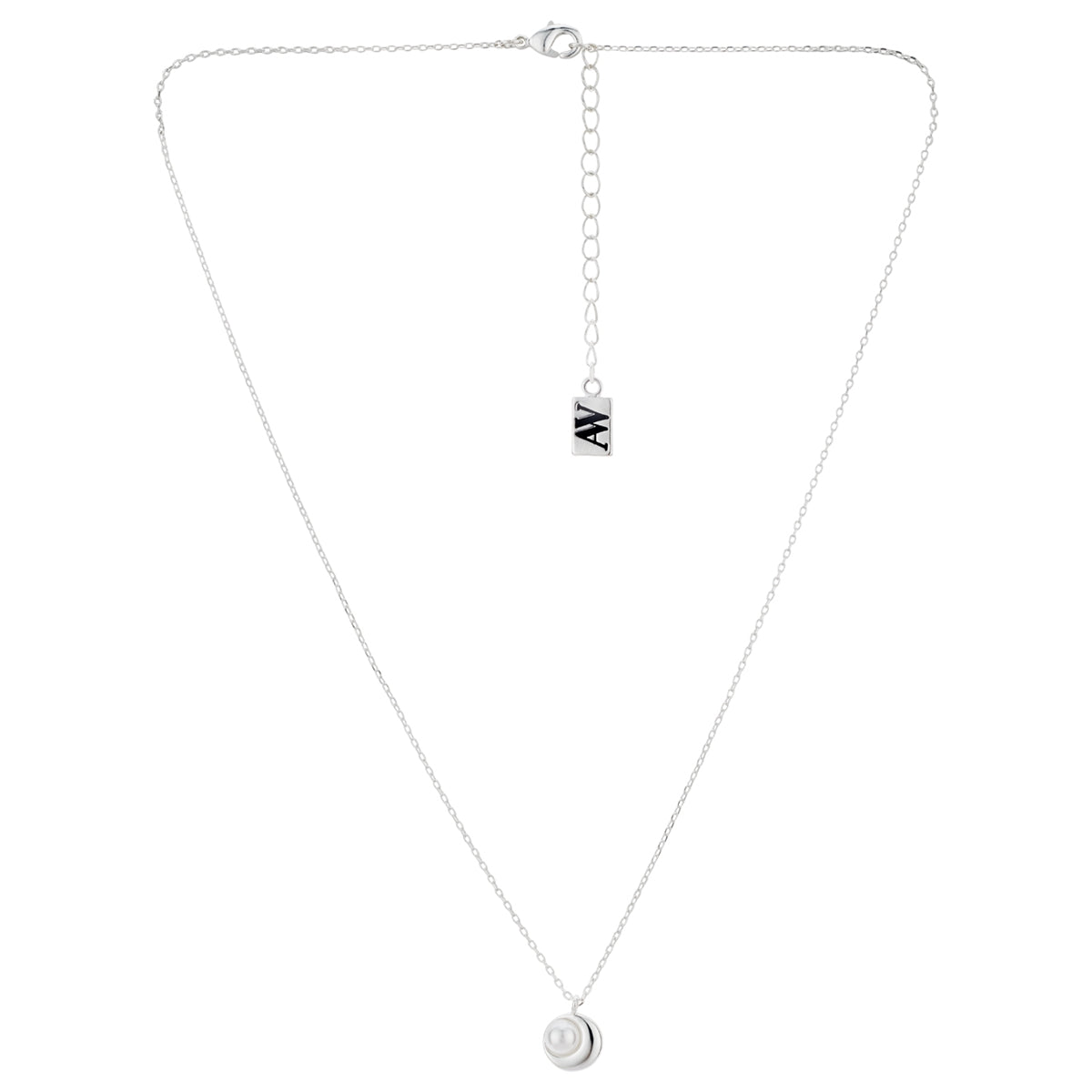 August Woods Silver Mini Pearl Crescent Necklace