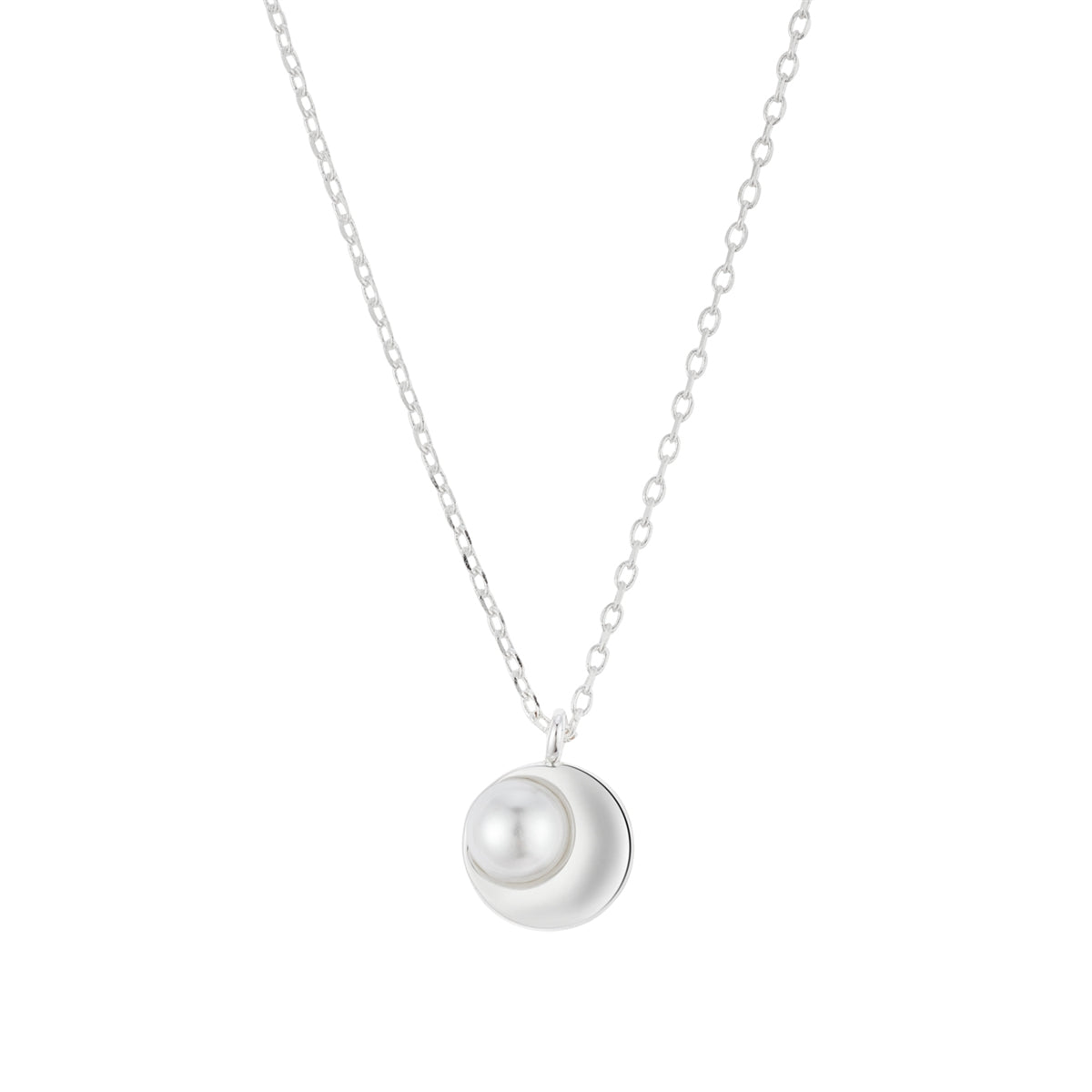 August Woods Silver Mini Pearl Crescent Necklace