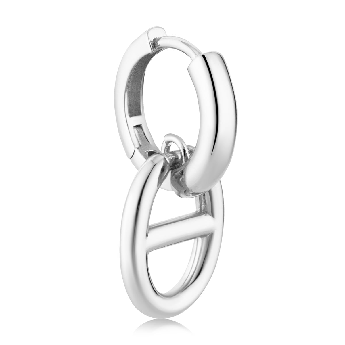 August Woods Silver Luxe Marine Link Plain Hoop Earrings