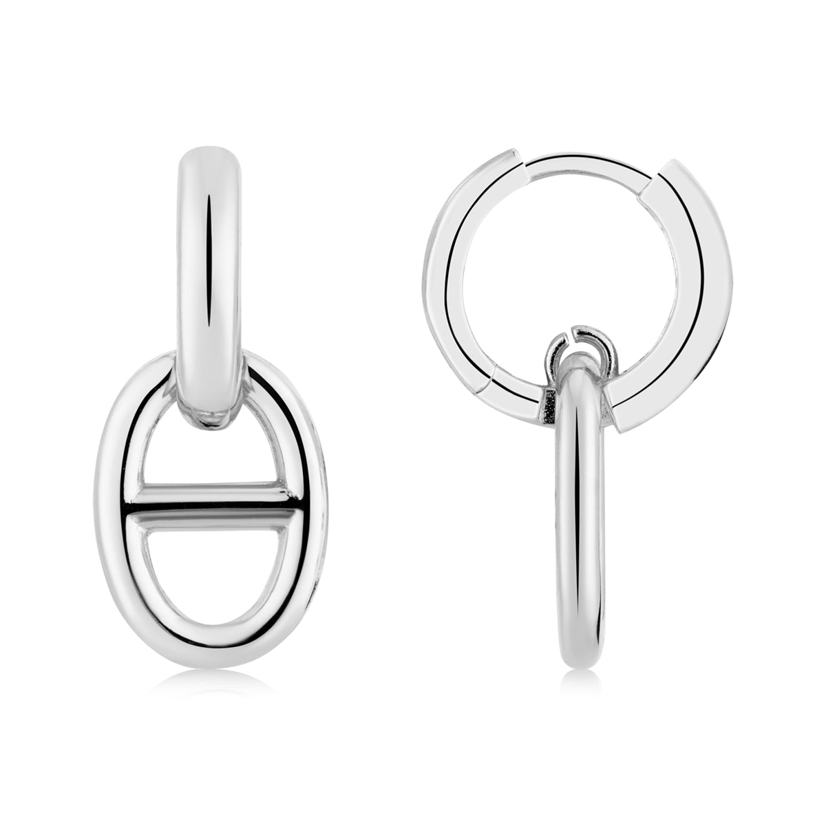 August Woods Silver Luxe Marine Link Plain Hoop Earrings