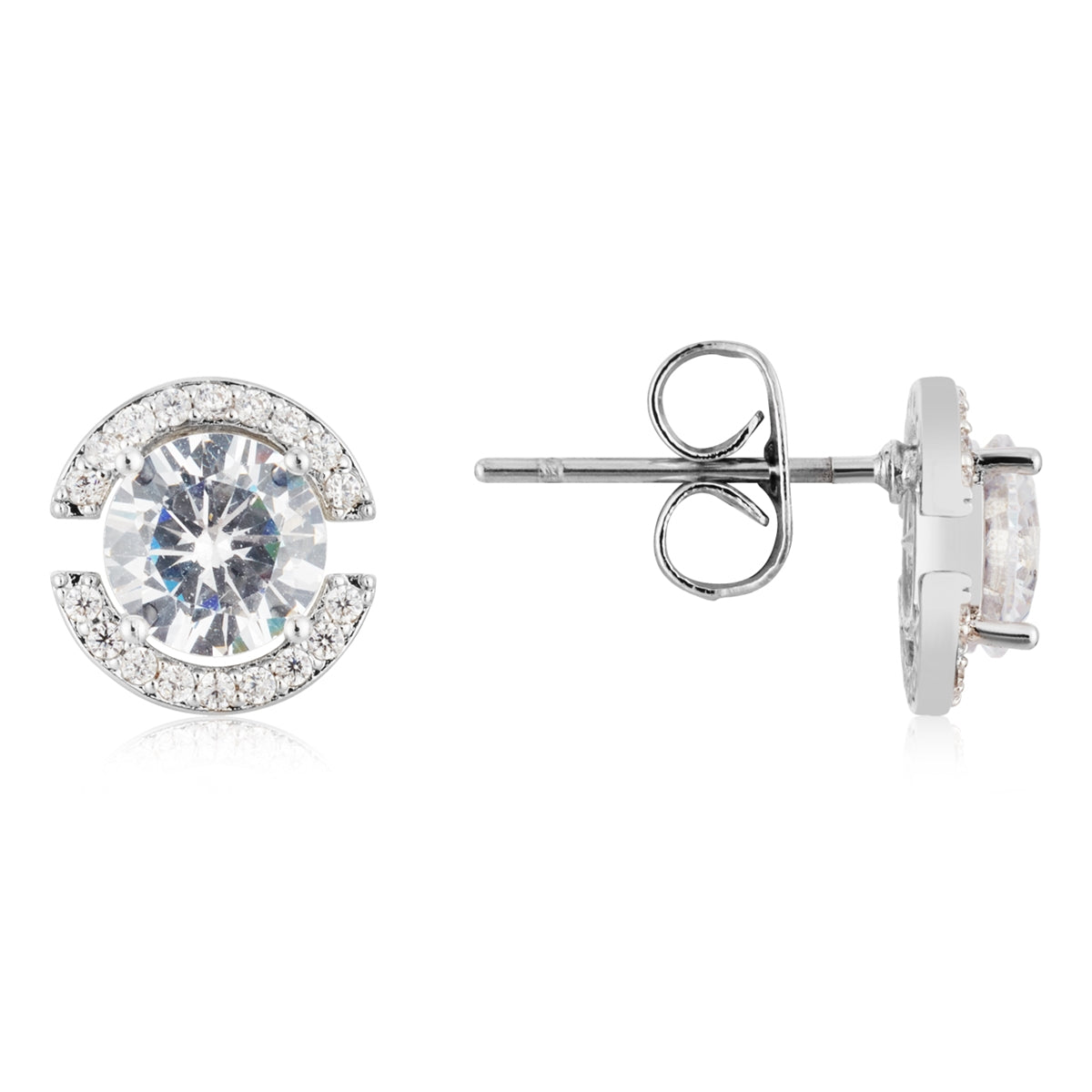August Woods Silver Open Halo Stud Earrings