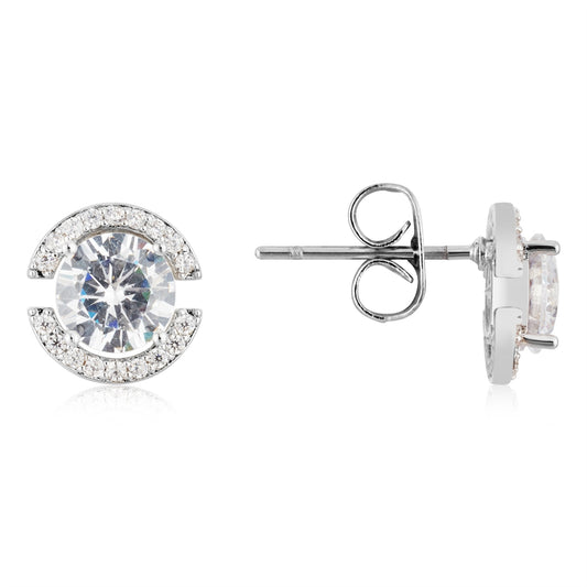 August Woods Silver Open Halo Stud Earrings