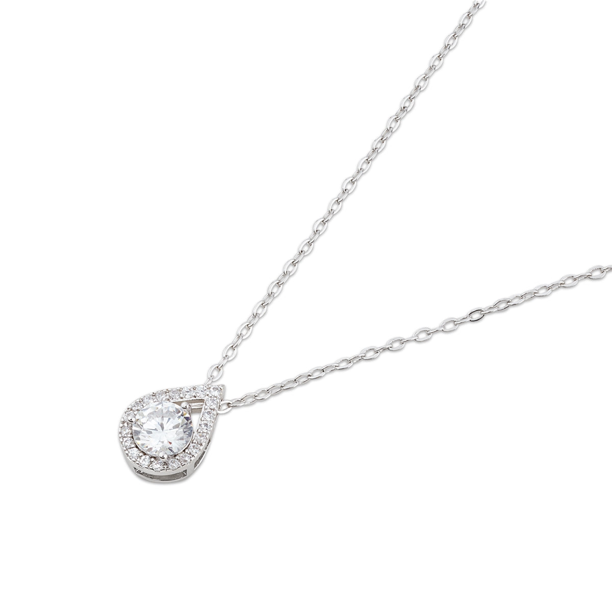 August Woods Silver Teardrop Halo Necklace
