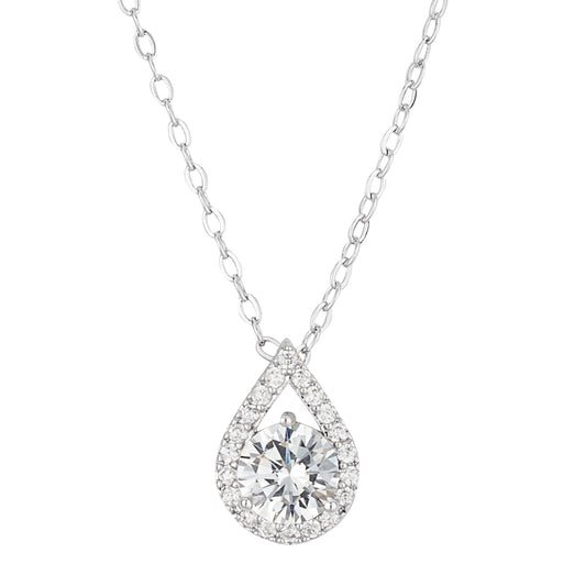 August Woods Silver Teardrop Halo Necklace