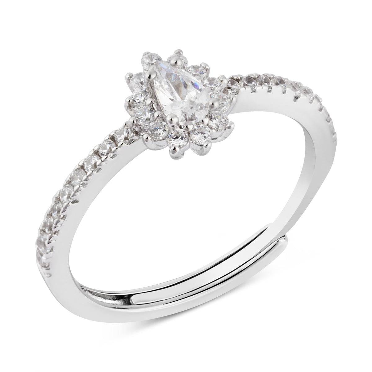 August Woods Silver Teardrop Halo Ring