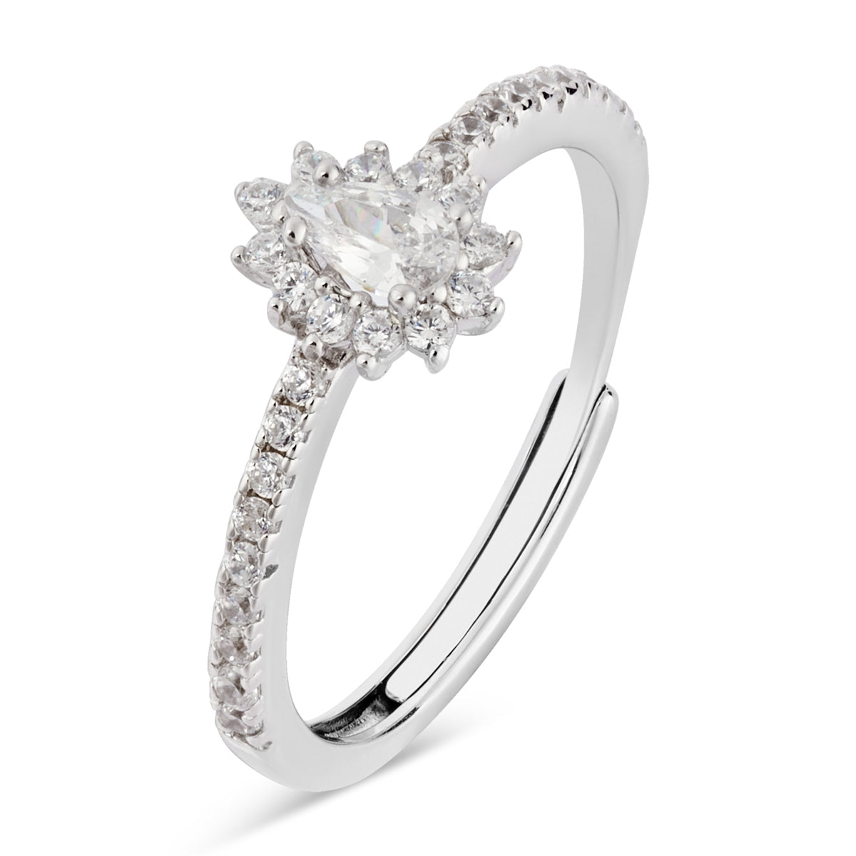 August Woods Silver Teardrop Halo Ring