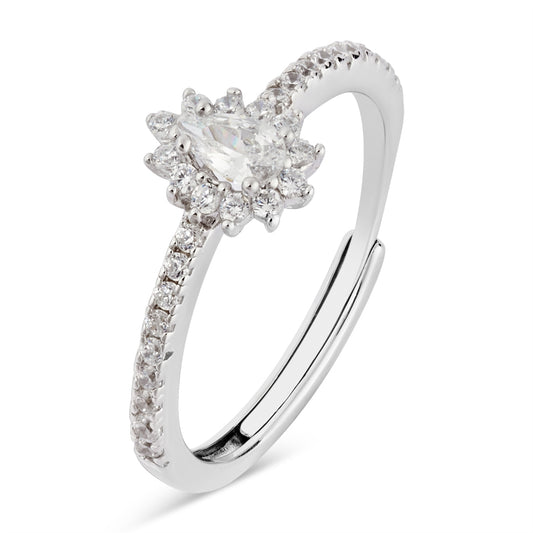 August Woods Silver Teardrop Halo Ring
