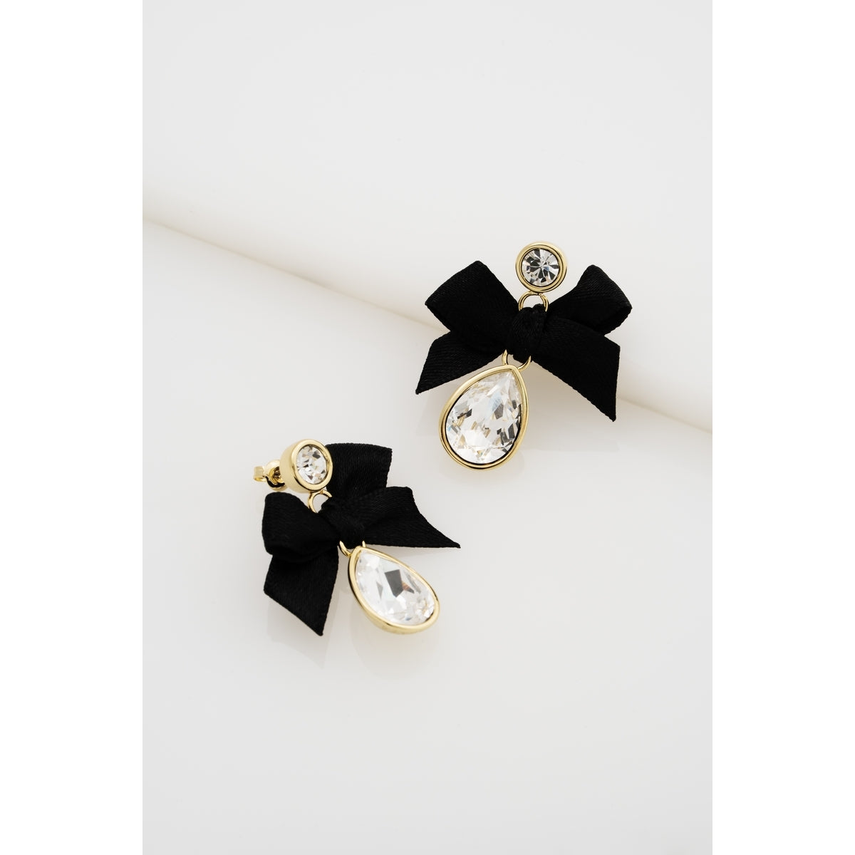 Ted Baker Gold Ritala Ribbon Bow Crystal Drop Earrings