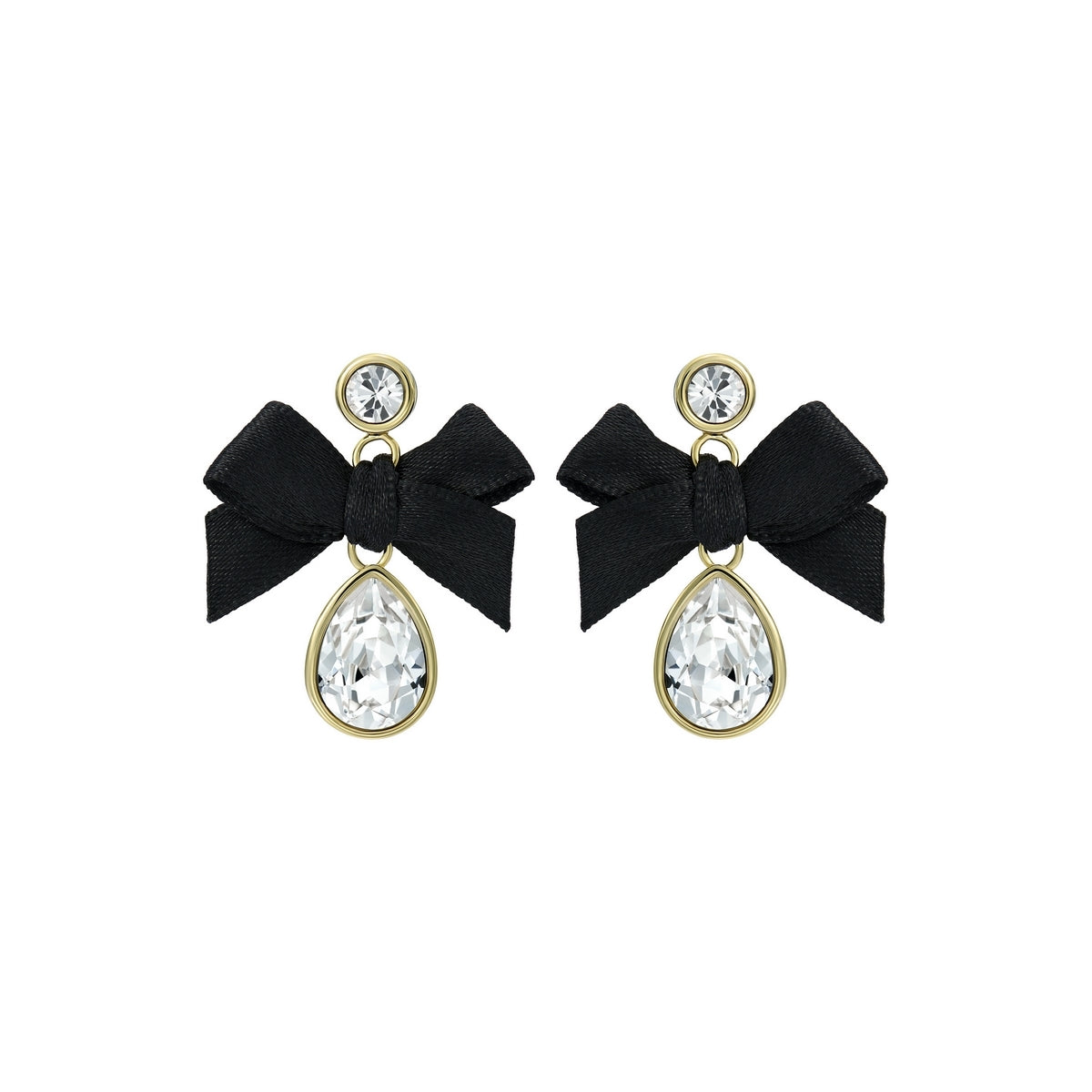 Ted Baker Gold Ritala Ribbon Bow Crystal Drop Earrings