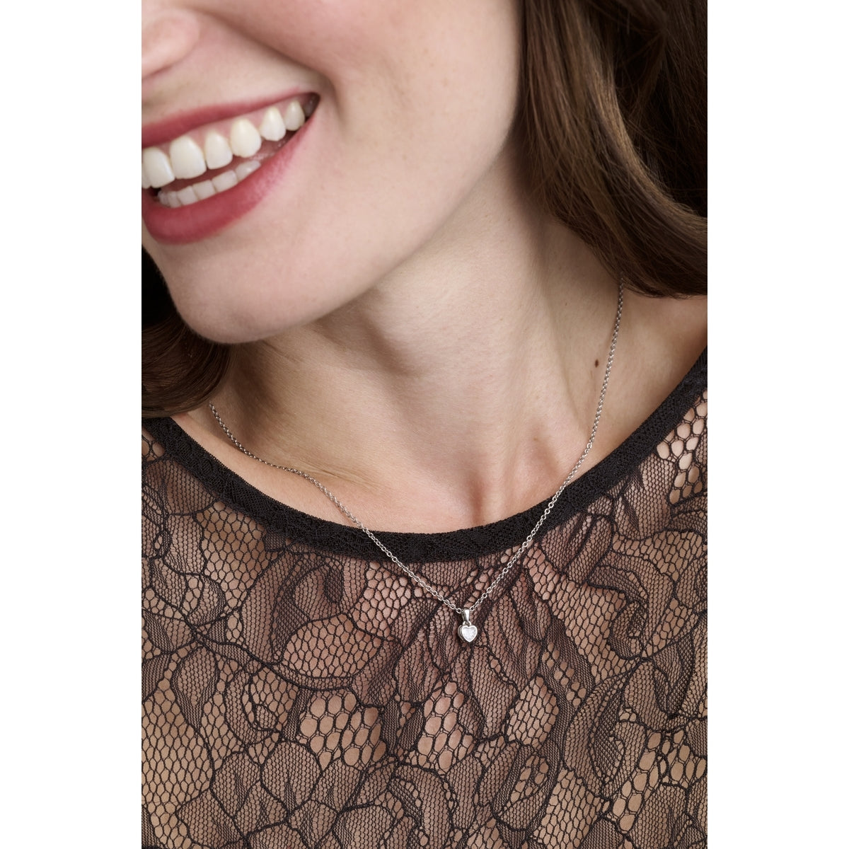Ted Baker Silver Harlow Mini Crystal Heart Necklace