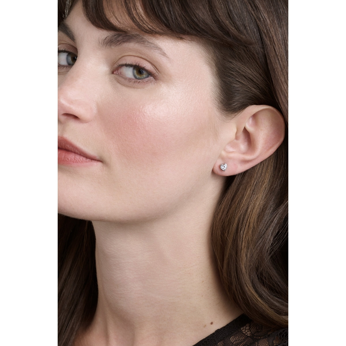 Ted Baker Silver Harmony Mini Crystal Heart Studs