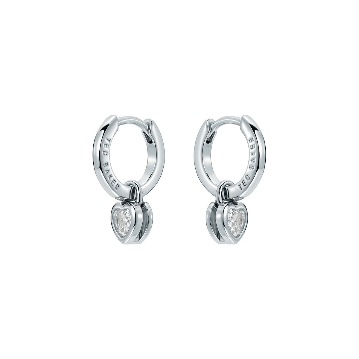 Ted Baker Silver Harper Mini Crystal Heart Huggies